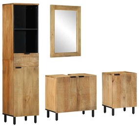 vidaXL 4 pcs conj. móveis p/ casa de banho madeira de mangueira maciça