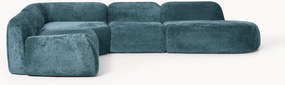 Sofá de canto modular XL em teddy-bouclé com chaise longue Wolke (4 lugares)