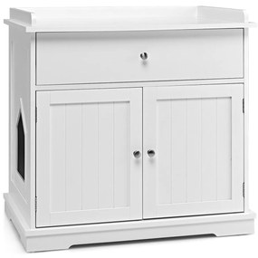 Alimentador para animais de estimação com tigela de aço inoxidável - Branco