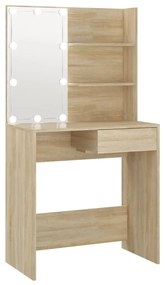 Toucador Elma com Espelho e Luzes LED - Carvalho - Design Moderno