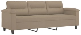 2 pcs conjunto sofás c/ almofadas microfibra cinza-acastanhado