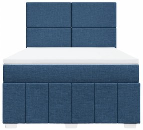 Cama com molas/colchão 140x200 cm tecido azul