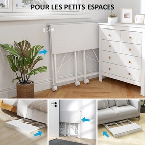 Secretária dobrável com mesa para computador de 80 x 40 cm com rodas, para escritório em casa, quarto e espaços pequenos, branca