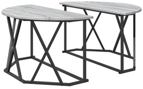 Mesa de Centro Cinza Sonoma 80x80x42 cm Feita de Madeira Engenharia