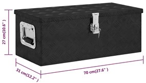 Caixa de arrumação 70x31x27 cm alumínio preto