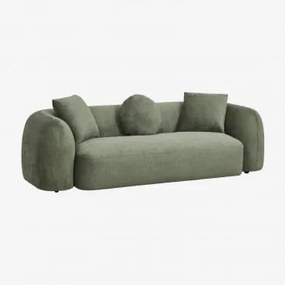 Sofá De 3 Lugares Em Chenille Coco Chenille Verde Sálvia - Sklum