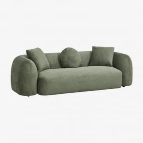 Sofá De 3 Lugares Em Chenille Coco Tecido Chenille Verde Sálvia - Sklum