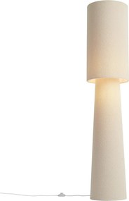 Candeeiro de pé Japandi bege tecido teddy 2-luzes - Trompet