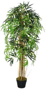 Outsunny Bambu Artificial 150cm com Vaso Decorativo Planta Sintética Realística  Ø18x150 cm Verde | Aosom Portugal