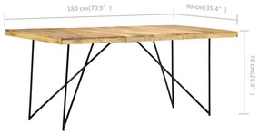 Mesa de jantar 180x90x76 cm madeira de mangueira maciça