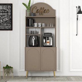 Armário de Cozinha/Sala "Caffè" - Atlas e Dourado - 81.3x201x35cm - De