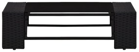 8 pcs conjunto lounge para jardim vime PE preto