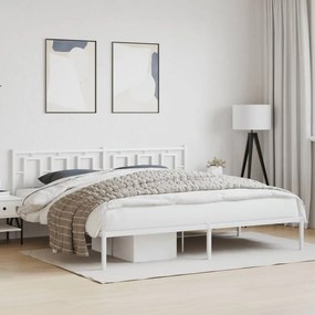 Estrutura de cama com cabeceira 193x203 cm metal branco