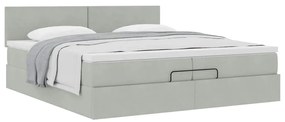 Estrutura de cama otomana com colchão 200x200 cm cinzento claro