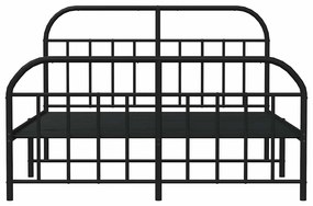 Estrutura de cama com cabeceira e pés 150x200 cm metal preto
