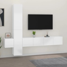 vidaXL 5 pcs conjunto móveis de TV madeira processada branco brilhante