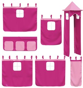 Beliche com escorrega e cortinas 90x190 cm rosa