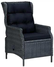 5 pcs conjunto de jantar p/ jardim vime PE cinzento-escuro
