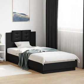 Estrutura cama c/ cabeceira 100x200 cm derivados madeira preto