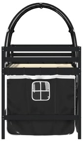 Cama alta criança c/ túnel 90x190 cm pinho maciço branco/preto
