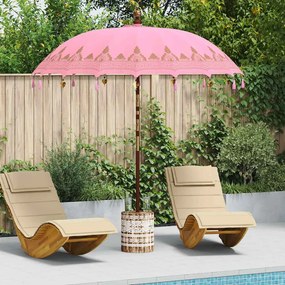 vidaXL Parasol Balinês 260 Rosa 210-220 cm Algodão e madeira sólida