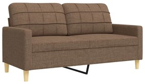 4 pcs conjunto de sofás c/ almofadas/apoio pés tecido castanho