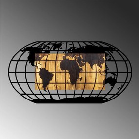 Acessório Decorativo de Parede World Map 2 – Nogueira e Preto – 102 x