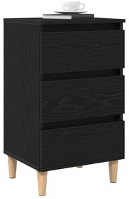 Mesa de Cabeceira vidaXL com Pé de Madeira Carvalho Preto 40x35x69 cm