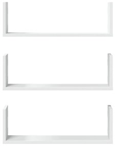 Prateleiras de parede 3 pcs 58x18x18cm derivados madeira branco