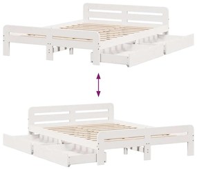 Cama sem colchão 140x200 cm madeira de pinho maciça branco