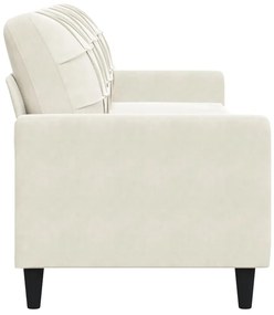 Sofá de 3 lugares 210 cm veludo cor creme