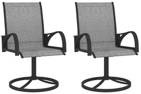 Cadeiras de jardim giratórias 2 pcs textilene e aço cinzento