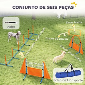 Conjunto de Treino de Agilidade para Cães com Piquetes para Slalom Zona de Descanso Barreira Anel de salto e Bolas Laranja
