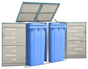 vidaXL Abrigo duplo para caixote do lixo 138x77,5x112,5 cm aço inox