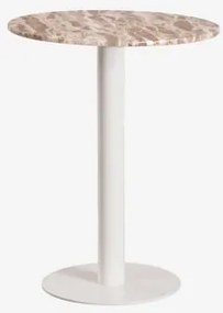 Mesa De Bar Redonda Em Pedra Natural Xiren Ø60 Cm & Mármore Bege Panther & Branco Glacial - Sklum
