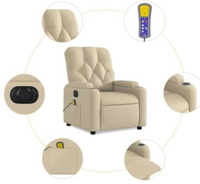 Poltrona de massagens reclinável elétrica tecido creme