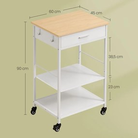 Carrinho de cozinha 47 x 60 x 90 cm bege-branco