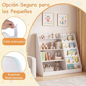 Estante Infantil para Livros, 90 x 40 x 80,5 cm, Prateleiras Abertas, Branco