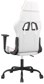 Cadeira gaming couro artificial branco e rosa