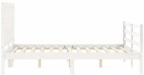 Estrutura de cama com cabeceira 140x190cm madeira maciça branco