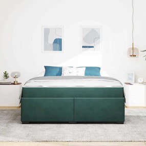 Estrutura de cama com colchão Verde-escuro 180 x 200 cm Veludo