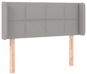 Cabeceira de cama c/ luzes LED tecido 93x16x78/88cm cinza-claro