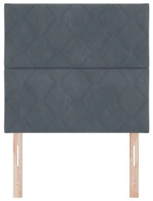 Cabeceira em Veludo Cinza Escuro de 90cm com Design de Blocos de Diama