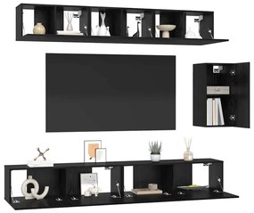 Conjunto de móvel de TV 6 pcs Carvalho Preto 100 x 30 x 30 cm