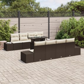 Conjunto de Sofás de Jardim de 7 Peças com Almofadas Castanho em Ratta