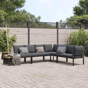 vidaXL 4 pcs conjunto de sofás p/ jardim c/ almofadões alumínio preto