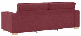 Conjunto de Sofá de 3 Peças com Almofadas Vermelho Vinho
