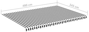 Tecido de substituição para toldo 5x3,5 m antracite e branco