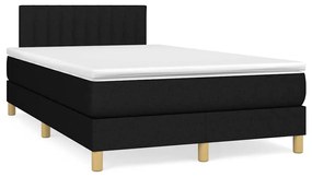 Cama box spring c/ colchão e LED 120x190 cm tecido preto