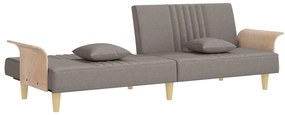 Sofá-cama com apoio de braços tecido cinzento-acastanhado